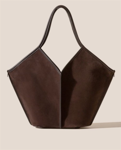 HEREU CALELLA SUEDE LEATHER-TRIMMED SUEDE TOTE DARK BROWN
